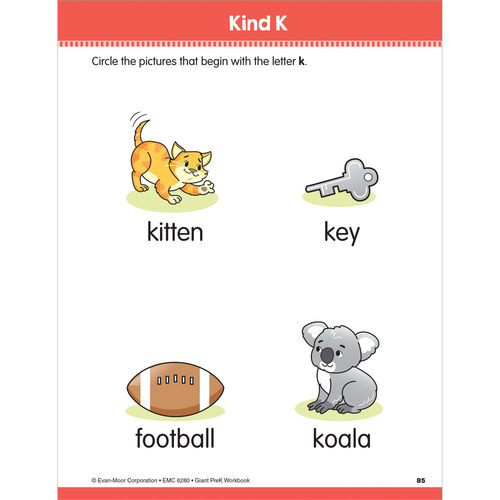 Evan-Moor Giant Early Learning Workbooks Grade PreK-K 综合能力活动书 3-6岁 控笔练习 幼儿园小中大班 少儿英语启蒙 evanmoor - 图2