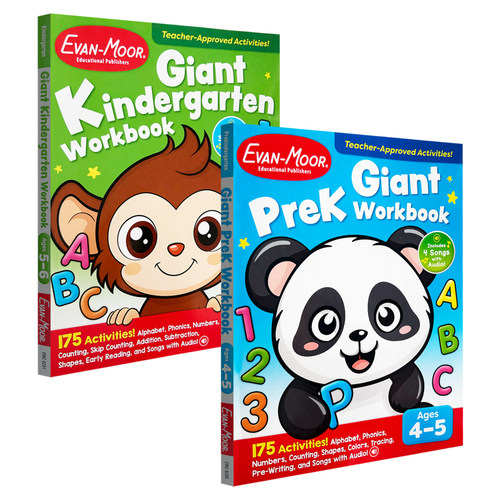 Evan-Moor Giant Early Learning Workbooks Grade PreK-K 综合能力活动书 3-6岁 控笔练习 幼儿园小中大班 少儿英语启蒙 evanmoor - 图0