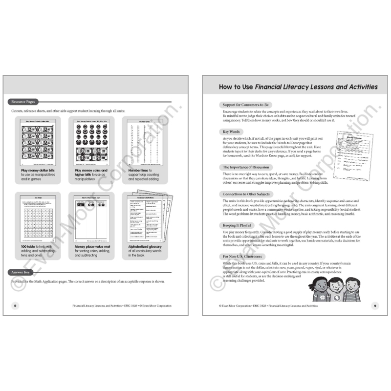 Evan-Moor Financial Literacy Lessons & Activities 金融知识启蒙课程与练习 美国加州教辅 evanmoor 数学 词汇 一年级到六年级 - 图2