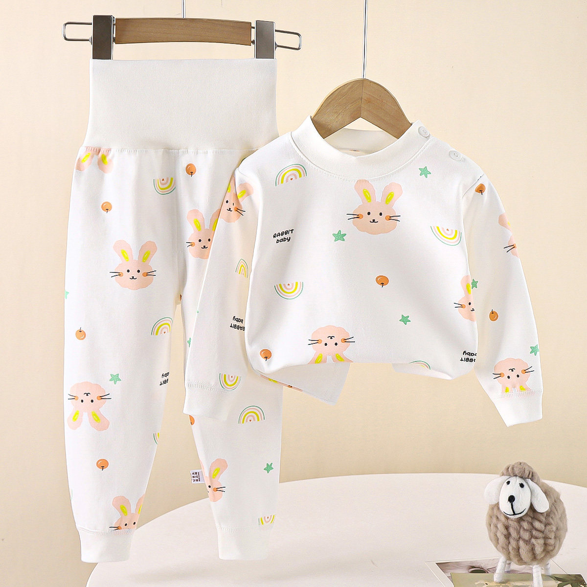 包邮婴儿内衣高腰护肚女婴男童全棉打底裤儿童秋衣裤宝宝彩棉套装,淘宝优惠券,粉丝福利购,淘宝优惠卷