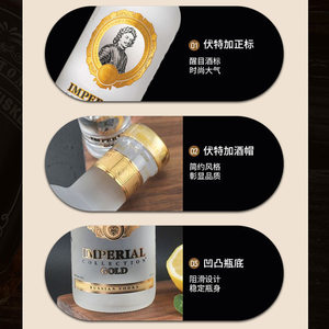 俄罗斯伏特加 500ml金沙银沙皇洋酒一瓶礼盒装礼品酒水现货包邮