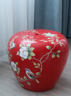 手绘美式乡村风陶瓷玄关落地摆件