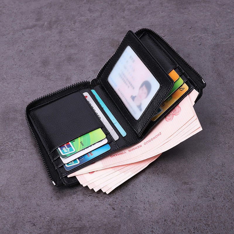 沐霖短款真皮竖款大容量男士零钱包 沐霖钱包