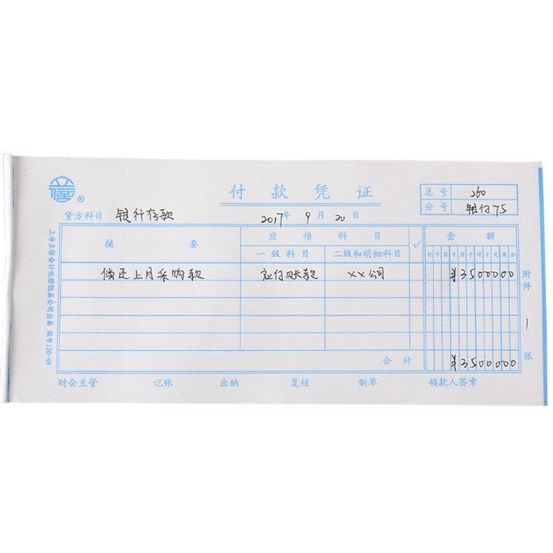 立信付款凭证纸48k记账报销单通用会计手写付款凭证单据100张/本 5本/包 120-48财务用品48开单联付款凭证,淘宝优惠券,粉丝福利购,淘宝优惠卷