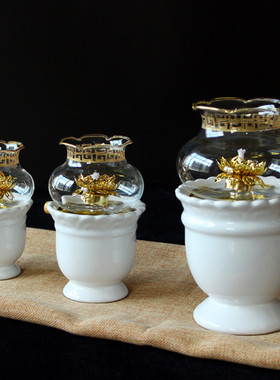 供水杯香炉纯白防风灯罩油灯花瓶