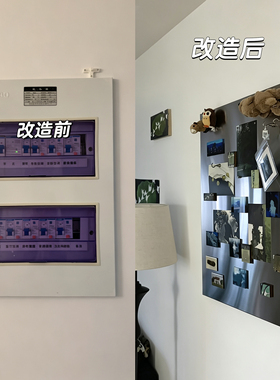 磁吸不锈钢无框画悬挂式遮挡电表箱可吸照片冰箱贴收纳免打孔挂画