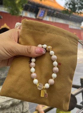 北京雍法物流通处正品香灰瓷手串粉瓷转运珠琉璃手链送女朋友礼物