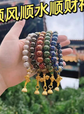 景泰蓝掐丝珐琅繁花手链黑曜石串