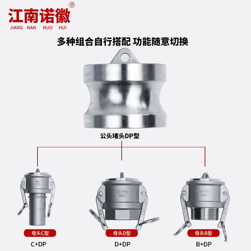 304/316L不锈钢水管快速接头扳把式快装接头DP阳端公头堵头 - 图2
