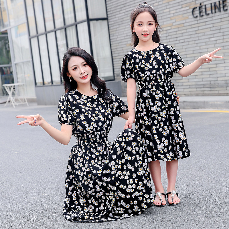 亲子装夏款2020母女雪纺洋气长裙 铃铃铛亲子装/亲子时装