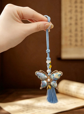 仿宋锦手工蝴蝶挂饰流苏新中式小