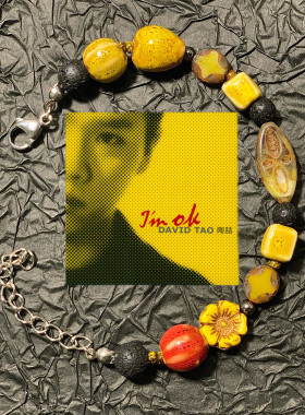 YvetteStudio原创设计进口捷克琉璃陶喆专辑封面手小众饰品设计感