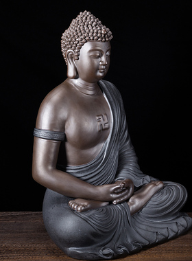 如来供奉陶瓷阿弥陀佛桌面摆件