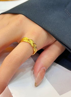 穗穗平安女麦穗戒指实心设计可调节仿黄金指环送礼