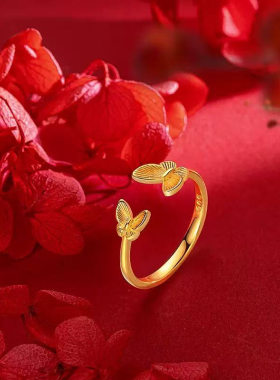 周家同款双蝴蝶活口戒指