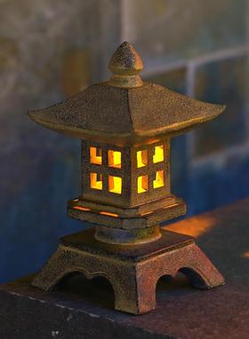 日式庭院装饰宫灯太阳能灯花园石灯别墅橱窗室内创意摆件禅意景观