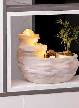 轻奢流水摆件循环水客厅办公室风水轮球生财桌面假山喷泉现代招财