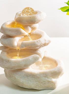 现代简约桌面装饰喷泉招财假山循环水晶球风水轮流水景观摆件聚财