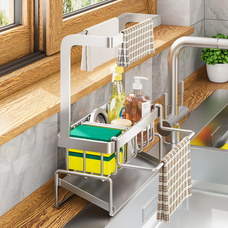 304不锈钢厨房置物架水槽抹布沥水架水池洗碗布海绵钢丝球收纳架,淘宝优惠券,粉丝福利购,淘宝优惠卷