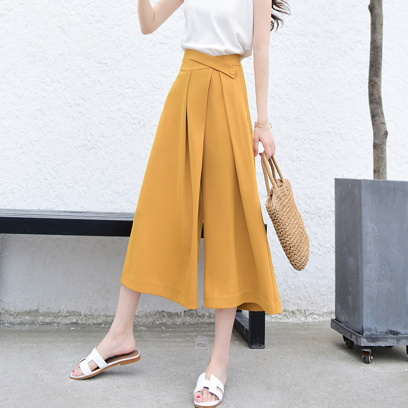 垂感2020夏新款薄款大气质阔腿裤 yvu休闲裤