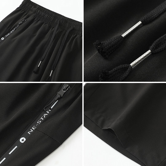 啄木鸟男士七分裤夏季冰丝薄款宽松休闲中裤直筒速干过膝运动短裤