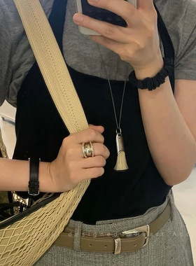 车静媛同款毛刷流苏项链女韩国ins百搭长款配饰小众设计感锁骨链