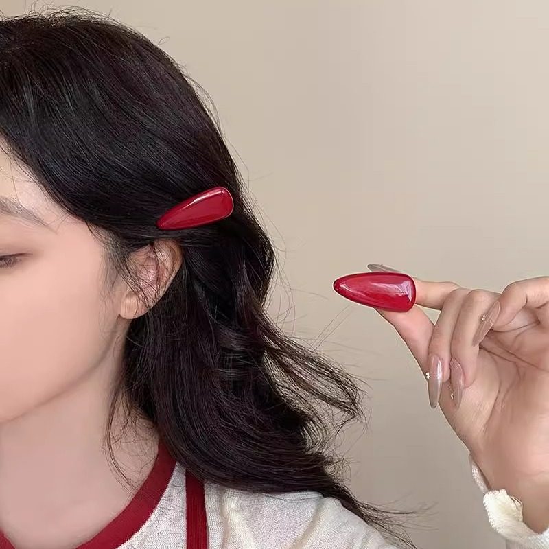安可拉红色水滴波浪一字发夹女侧边刘海夹前额碎发高级感夹子头饰,淘宝优惠券,粉丝福利购,淘宝优惠卷