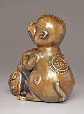 铜猴摆件纯铜招财吉祥物茶宠猴子