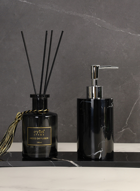 卫生间托盘大理石托盘乳液分装瓶卫浴洗漱套装样板间软装饰品摆件