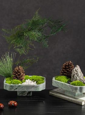 高端新中式宋代美学公司办公室休闲区装饰品布置茶几盆景