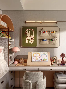 现代桌面绘画主题软装饰品样板房间儿童房书桌摆件墙面立体装饰