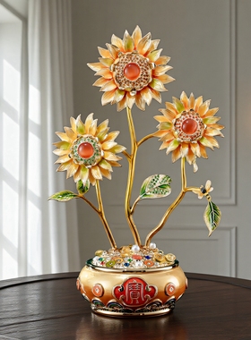 珐琅彩向日葵家居摆件乔迁礼物