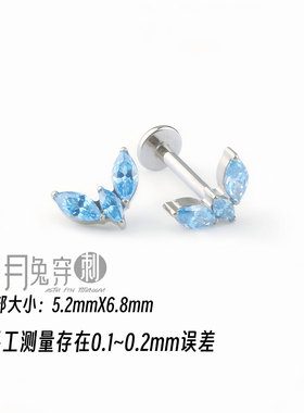 F136钛合金三马眼天使之翼耳钉