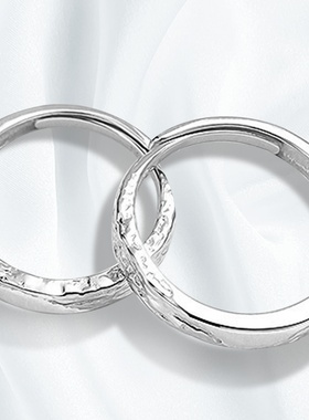 S999纯银戒指男女款如初情侣对戒微澜心动开口戒指送女友节日礼物