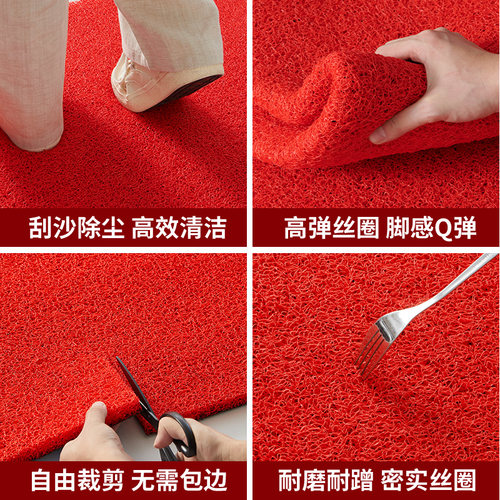 新年进门地垫入户门垫高级家用喜庆门口防滑垫子地毯红色丝圈脚垫 - 图2