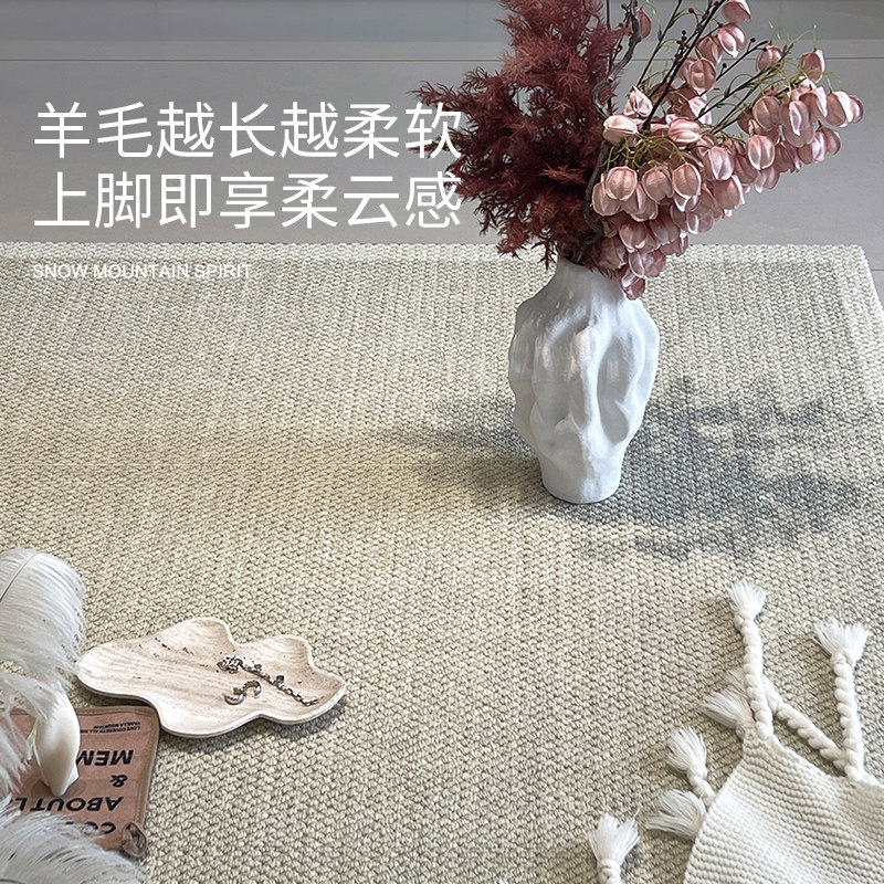 2026新款新西兰进口羊毛地毯客厅轻奢高级感家用素色沙发卧室地垫