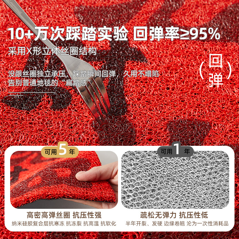 2026新款红色丝圈地垫入户门垫进门脚垫子防滑耐磨地毯喜庆可裁剪,淘宝优惠券,粉丝福利购,淘宝优惠卷