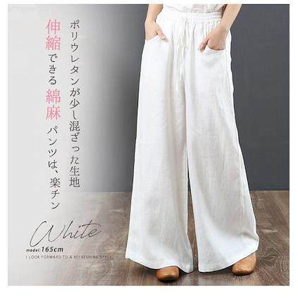 2023夏季新款棉麻阔腿裤女宽松韩版松紧腰休闲亚麻高腰拖地长裤子 - 图3