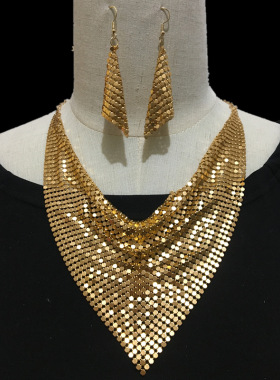 欧美时尚亮珠片三角巾丝