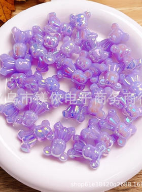 爆款糖果色混装电镀比彩可爱夜光果冻小熊diy手工手机链饰品配件
