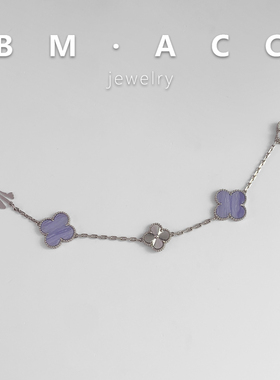 2025新款银色四叶草项链女小众设计幸运草链坠项链手链套装毛衣链