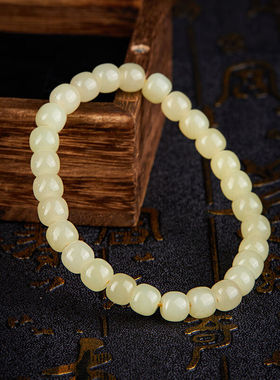 七彩雲南和田玉手串青玉青白玉手链手串男女情侣款生日礼物680青