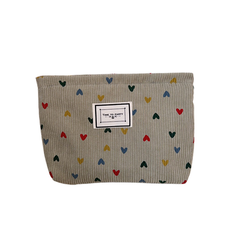 跨境灯芯绒小心心化妆包手拿包手机零钱钥匙便携收纳包可印logo,淘宝优惠券,粉丝福利购,淘宝优惠卷