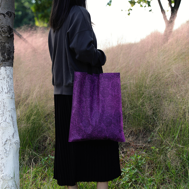复古时尚紫色蕾丝玫瑰无纺布袋女装手提购物环保袋鞋盒包装礼品袋,淘宝优惠券,粉丝福利购,淘宝优惠卷