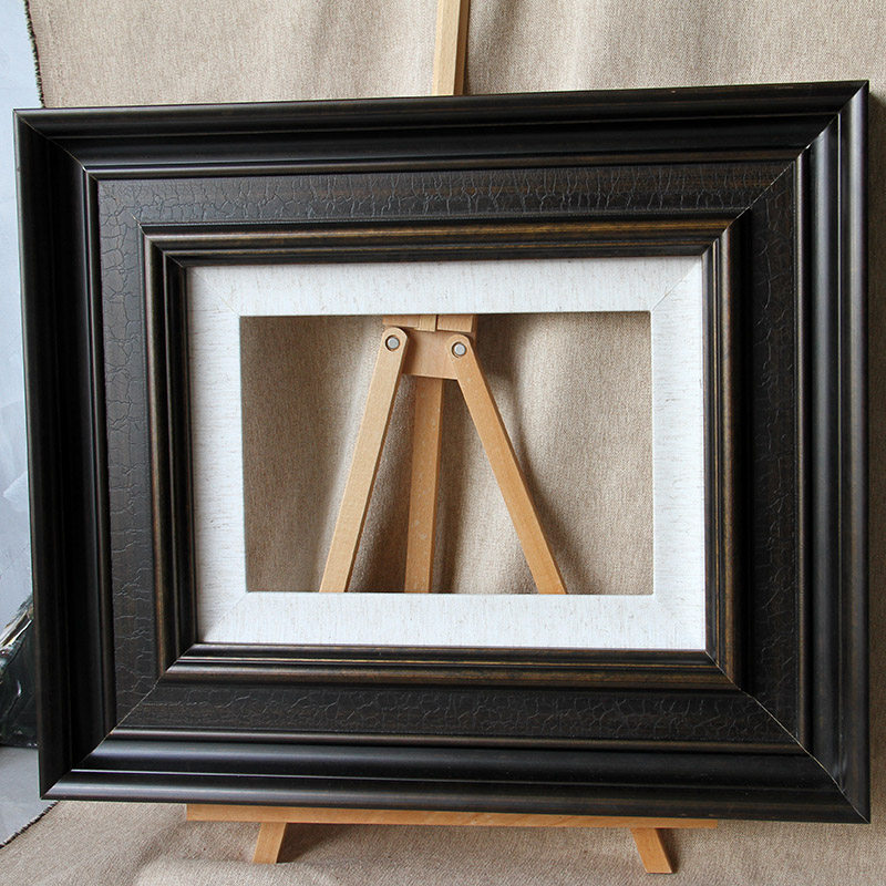 复古油画框实木大画框定做美式古典深胡桃木色带裂纹宽度11.5厘米