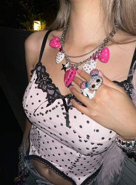 Srrybabe 彩钻树脂个性爱心元素五角星合金项链 可做裤链 不退