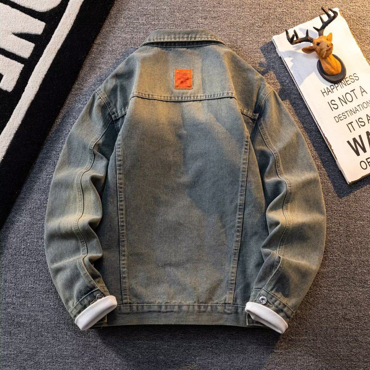 加大码300斤复古水洗长袖牛仔外套男女装春秋季宽松美式休闲衬衫,淘宝优惠券,粉丝福利购,淘宝优惠卷