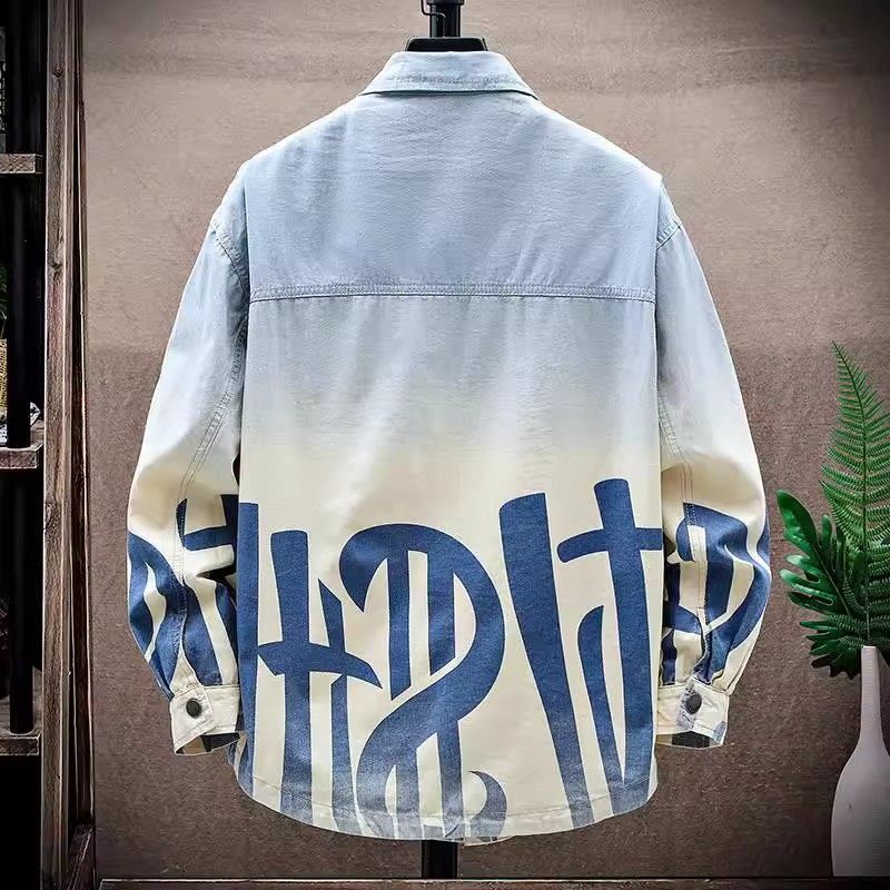 牛仔长袖衬衫男款春秋季青少年潮牌宽松潮流衬衣初中高中学生外套,淘宝优惠券,粉丝福利购,淘宝优惠卷