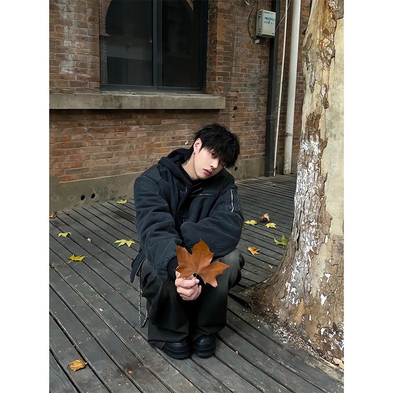 美式复古做旧工装夹克男款潮流街头休闲百搭加厚拉链帆布短款外套,淘宝优惠券,粉丝福利购,淘宝优惠卷