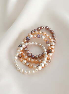 复古巴洛克异形珍珠手链女小众设计轻奢混彩淡水珍珠手串